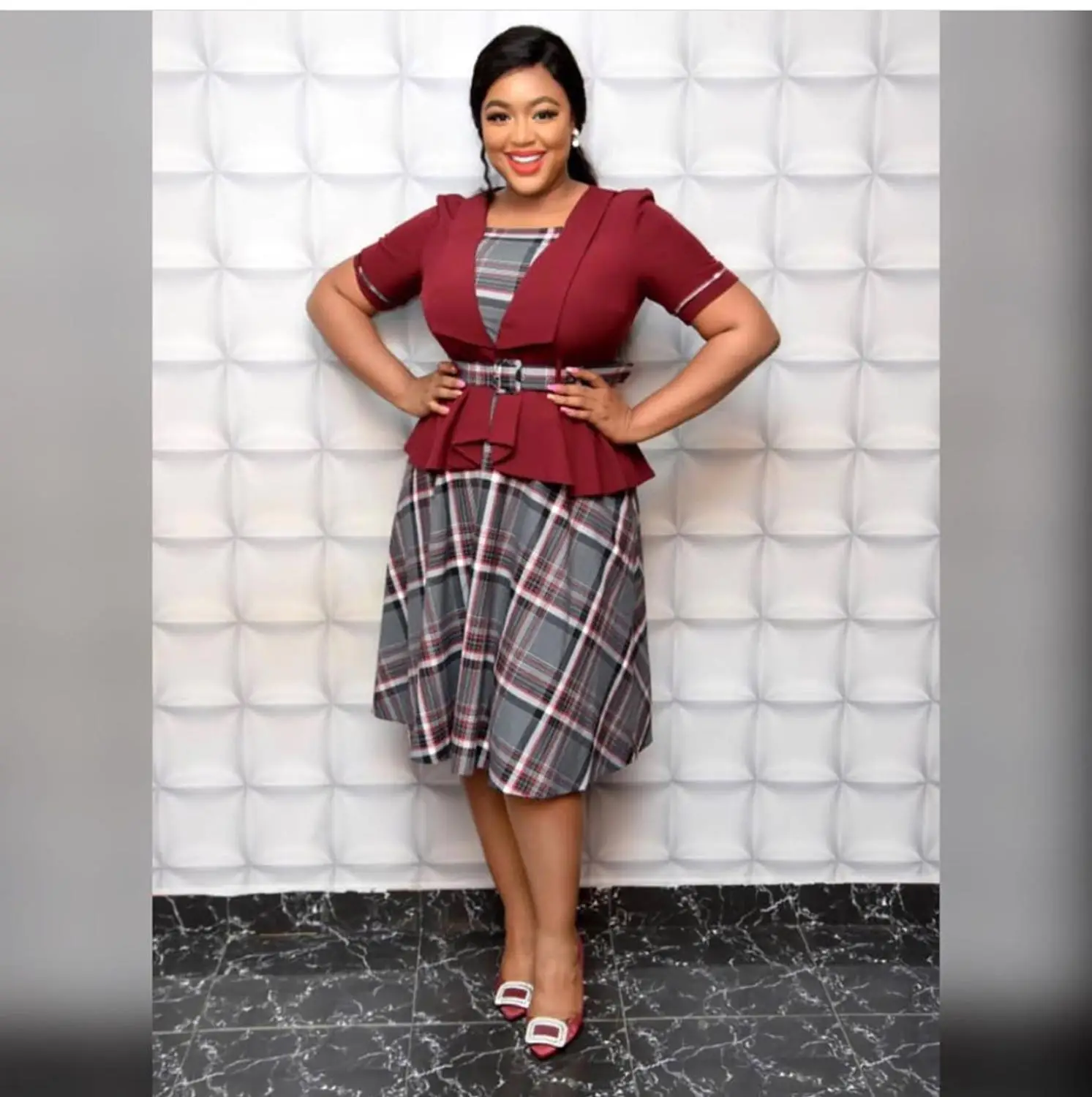 

New style African women's clothing Dashiki fashion High material stretch Print belt Big a-line dress size L XL XXL