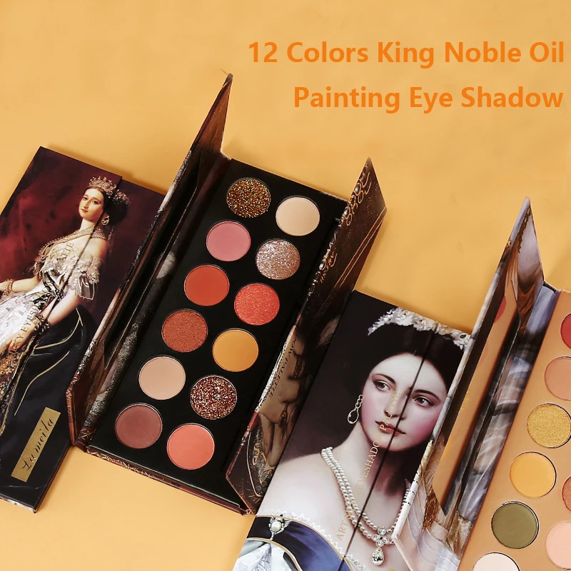

12 Colors Nobility Oil Painting Eyeshadow Palette Waterproof Holographic Shiny Matte Pigment Eye Shadow Pallete Eye Make Up