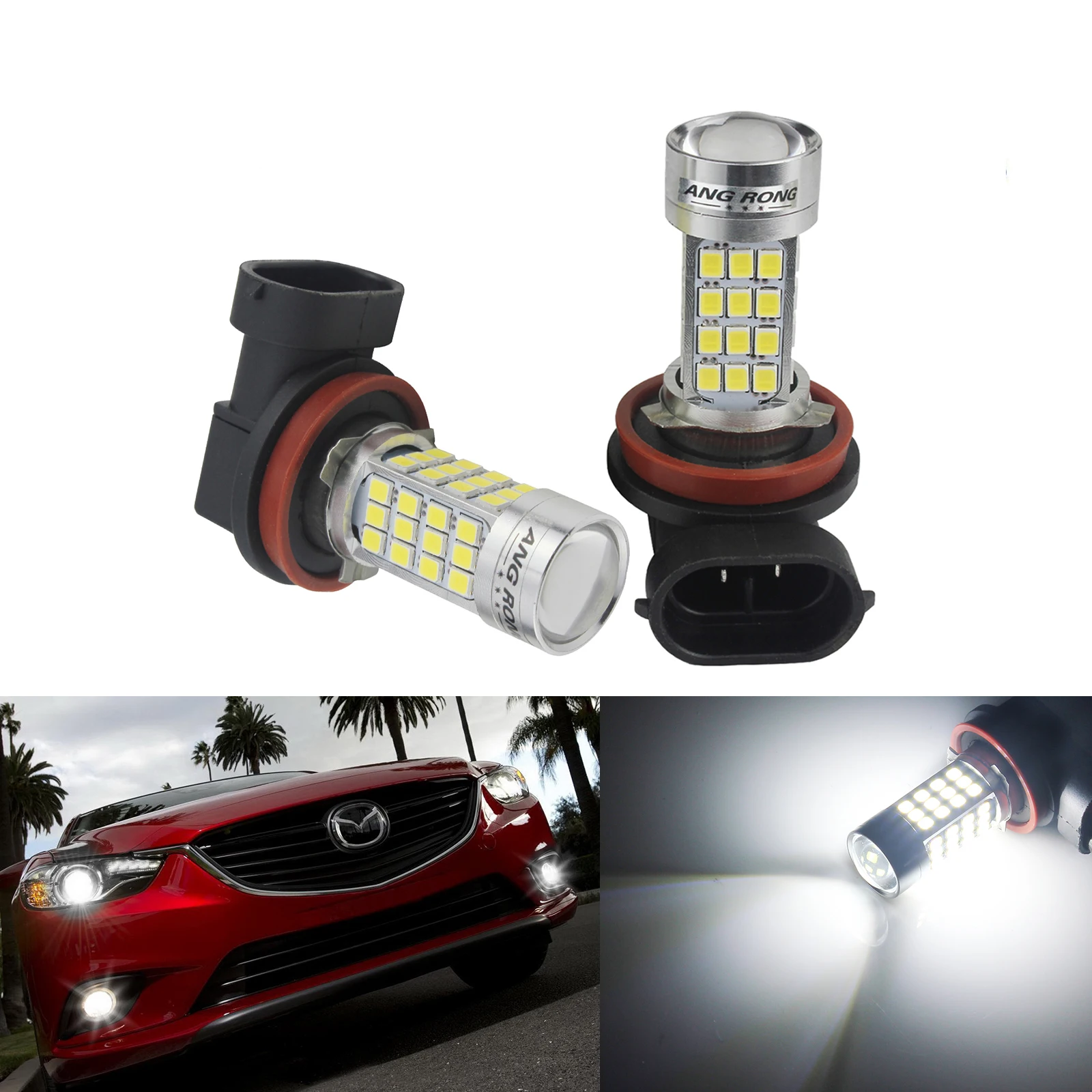 ANGRONG 2x45W 2000LM H11 H8 лампа 54SMD светодиодный светильник фара высокой мощности