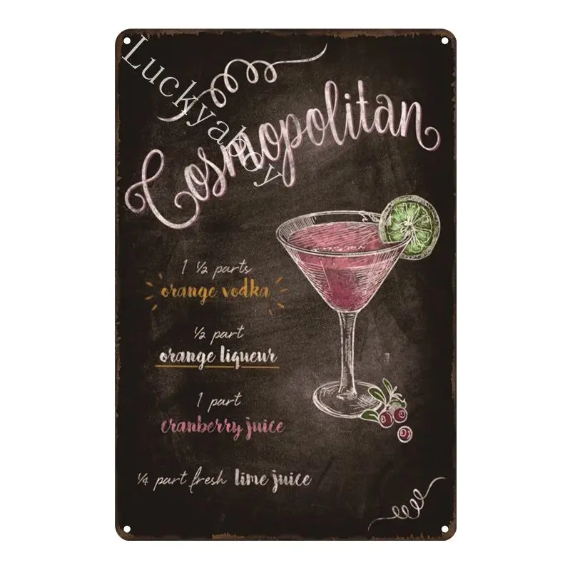 [Luckyaboy]Martini Mojito Cocktail Vintage Tin Signs Wall Plaque Custom Metal Painting Antique Gift home bar Pub Decor AL035 - Цвет: UV1566