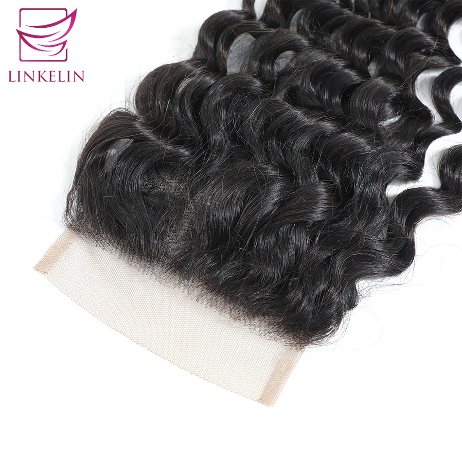 LINKELIN Mongolian Deep Wave Lace Closure 4*4 Free/Middle/Three Part Human Hair Closure 130% Destiny Lace Remy Hair Closure