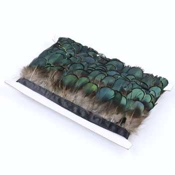 

1 meter Natural Pheasant Peacock feathers Ribbon Fringe Decorative feather Trims for Wedding Dresses Clothing Sewing Accessory