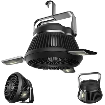 

2 In 1 Multifunction LED Camping Light 3 Modes Solar Powered & USB Rechargeable Tent Light 3 Speed Fan for Outdoor Camping Lamp