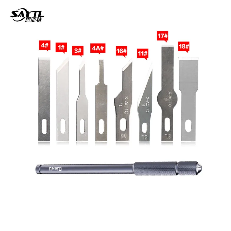 QIANLI 012 iHilt Non-Slip Metal Scalpel Knife Tools Kit Cutter Engraving Craft knives BSD Blade Phone PCB DIY Repair Hand Tools