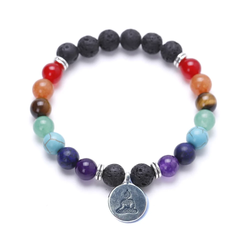 OM Lotus Yoga Seven Chakra струны и черные бриллианты рассеиватель эфирного масла браслеты