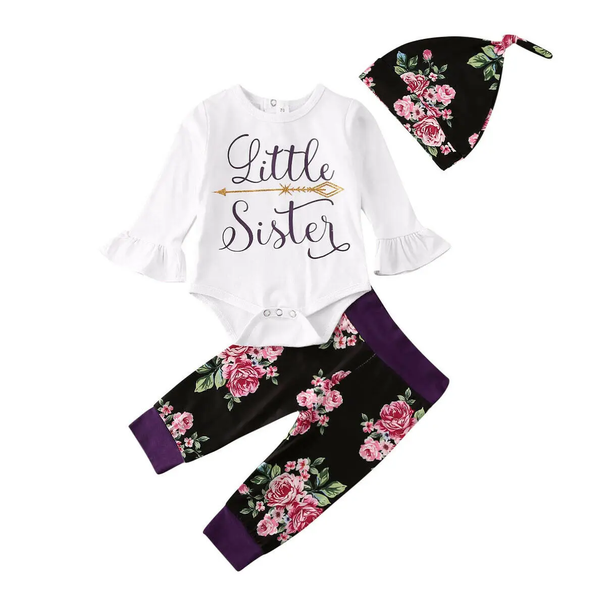 Одинаковая одежда; футболка для старшей сестры; комбинезон для маленькой сестры+ длинные штаны; Осенняя Одинаковая одежда; одежда для маленькой старшей сестры - Габаритные размеры: Little Sister 70