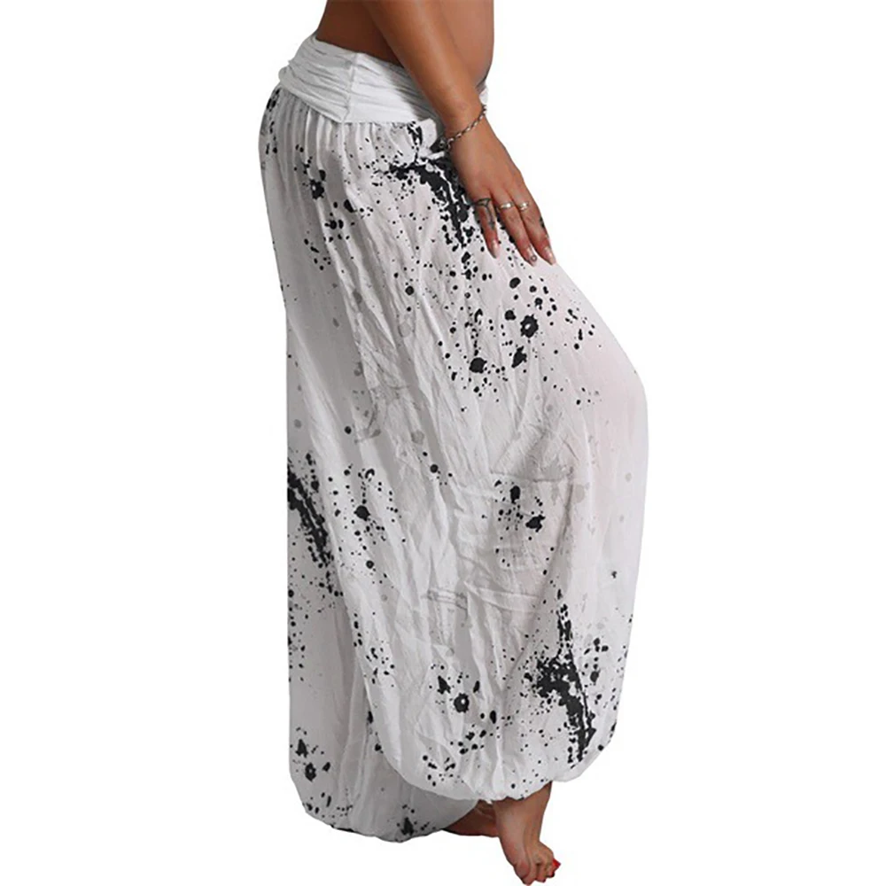 Women Bohemian Floral Print Long Pants 2021 Mid Waist Vintage Harem Pants Elastic Waist Boho Beach Trousers Plus Size 5XL plus size clothing Pants & Capris