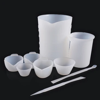 

1 Set Crystal Epoxy Resin Glue DIY Crafts Jewelry Making Tools Reusable Mixing Nonstick Measuring Cups Silicone Stirrers