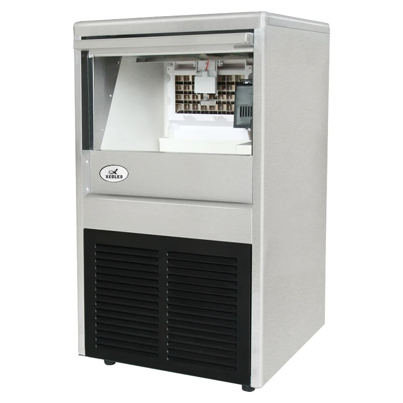 Xeoleo Commercial Ice maker 45KG/24h Ice machine 32 pcs Cube ice each time 20min make ice for Cafe/Bubble tea shop 6kg Storage 6