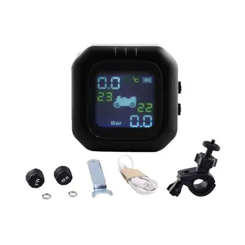 

Motorcycle Tire Pressure Monitoring System Sun Protection LCD Display 2 External WI Sensor Motor TPMS