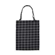 Useful Linen Shoulder Bag ECO Shopping Tote Check Plaid Bag No Lining ECO Handbag Tote Reusable Grocery Shopper Bags