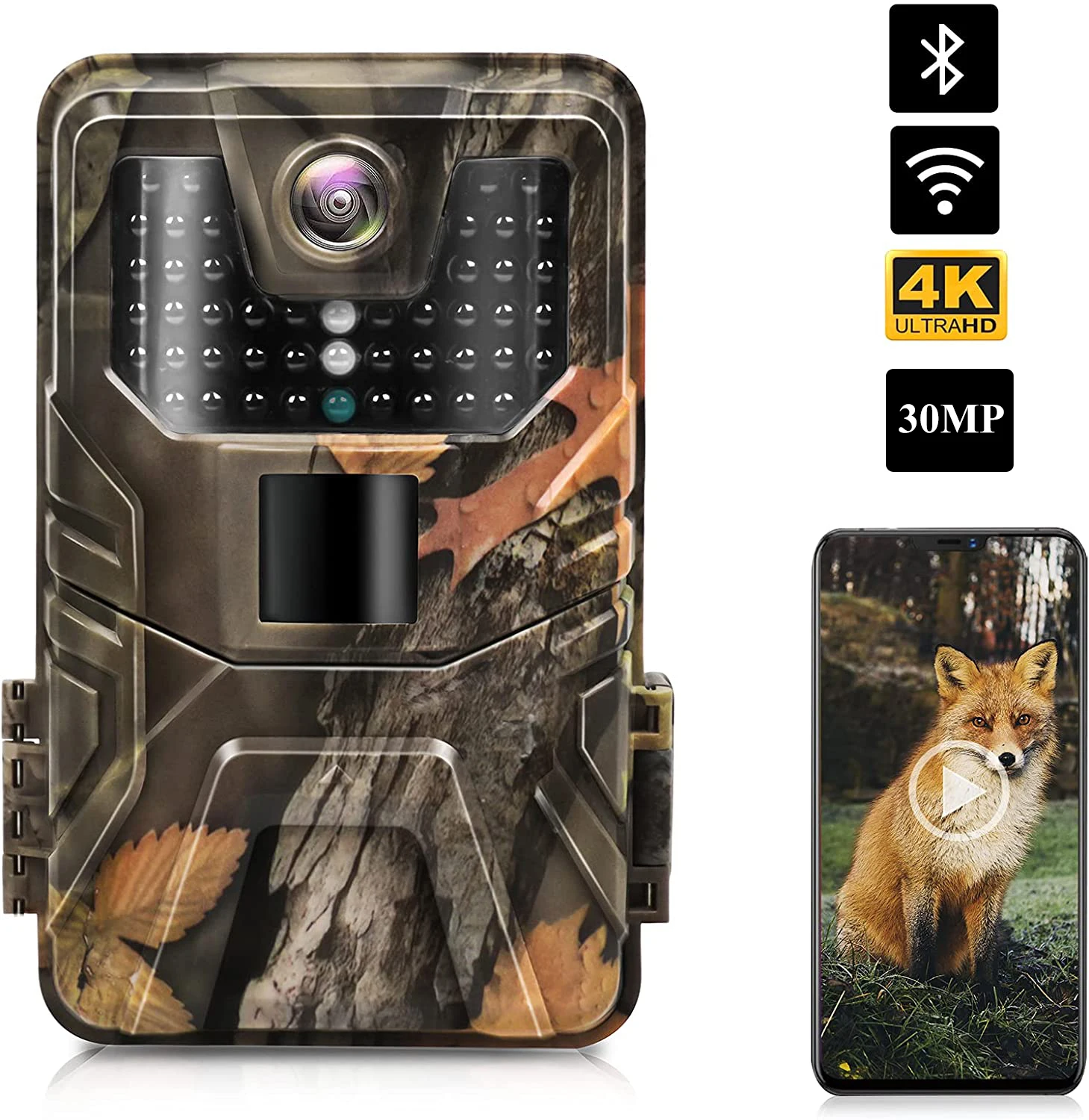 4K Live Show Stream Trail Camera 30MP WIFI APP Bluetooth Control Hunting Cameras Night Vision Wildlife Photo Traps WIFI900PRO