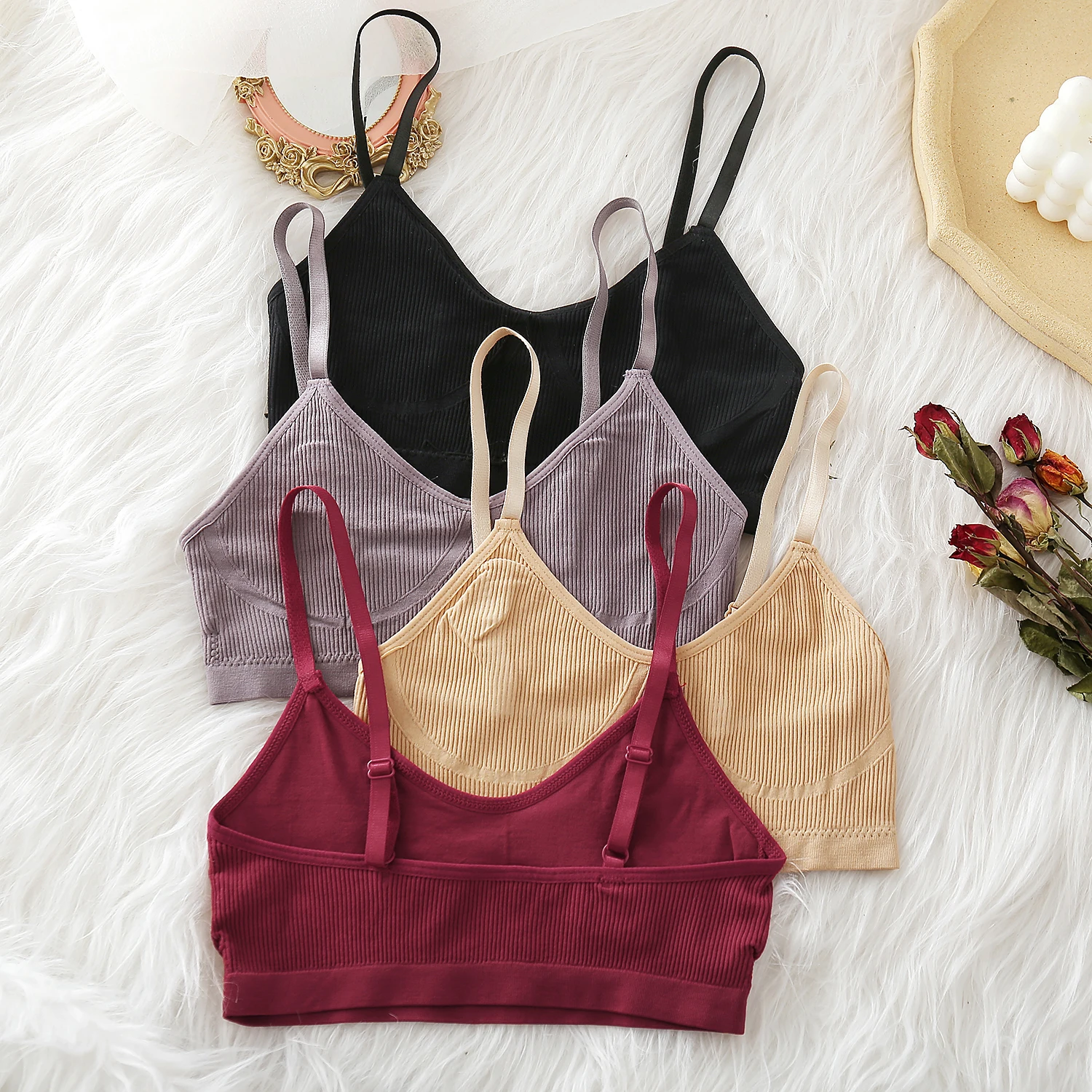 Women Tank Tops Seamless Underwear Female Crop Tops Sexy Lingerie Intimates Wire Free Brassiere Sleeveless Camisole