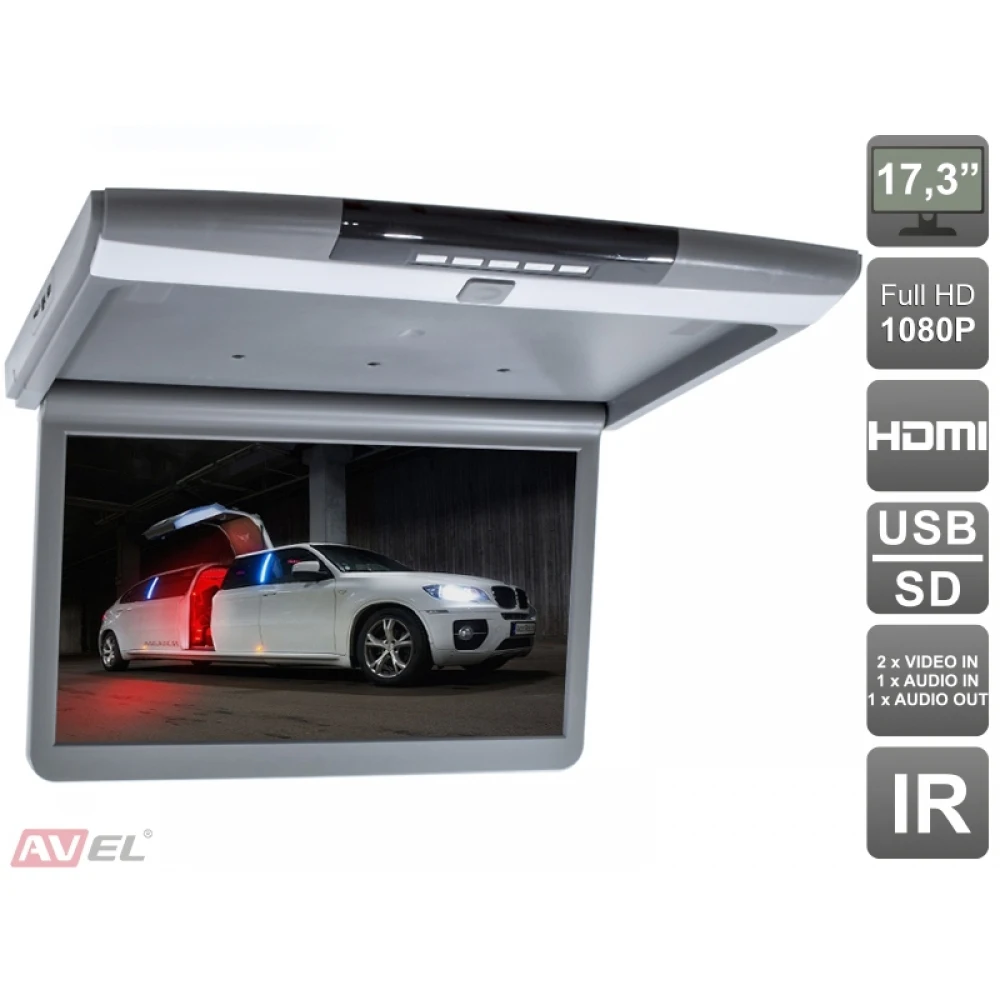 Потолочный монитор 17,3" со встроенным Full HD медиаплеером AVS1717MPP(серый