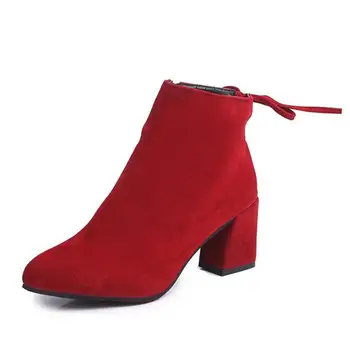 

2018 New Genuine Women Pumps Riding Equestrian Boots High Heels Woman Ankle Booties Plus Size45 Europe Style Fashion Party Shoes