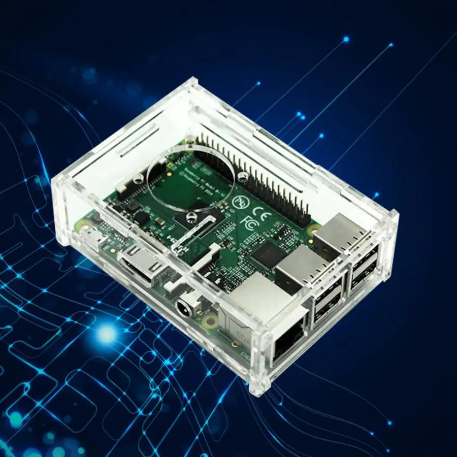 Адаптер питания прозрачный акриловый Футляр кулер подходит для Raspberry Pi 3B+/3B/2B+ для Raspberry Pi 3 Model B