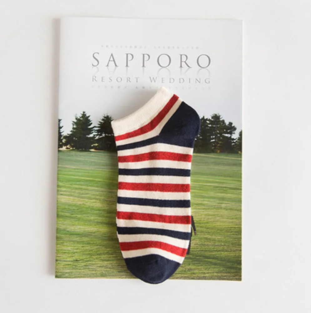 New Mens Comfortable Sports Mosaic Pattern Cotton Sock Stripe Series Fashion Casual Slippers Short Soft Ankle Socks