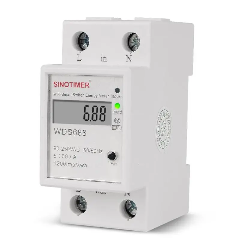 WDS688 Single Phrase DIN Rail WiFi Smart Energy Meter App Remote Control Electrical Equipment and Supplies | Обустройство дома