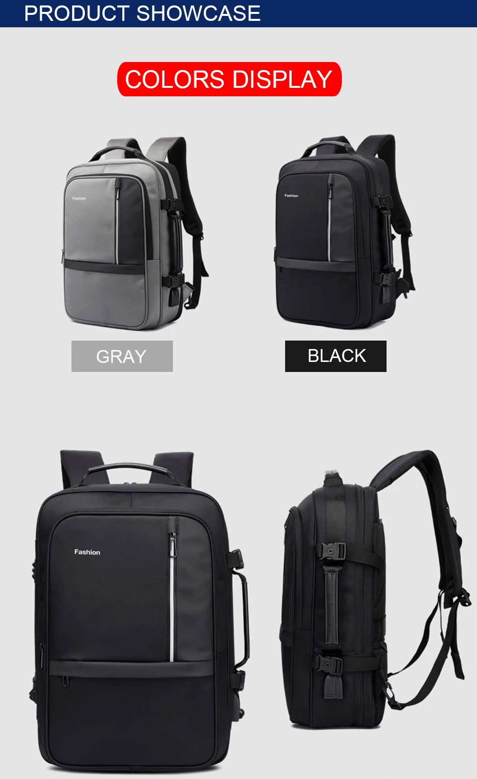 Fashion Laptop Bags Business Men Backpack 15.6 Inch Notebook Travel USB Charging Waterproof Backpacking Male Women Smart Bagpack (9)