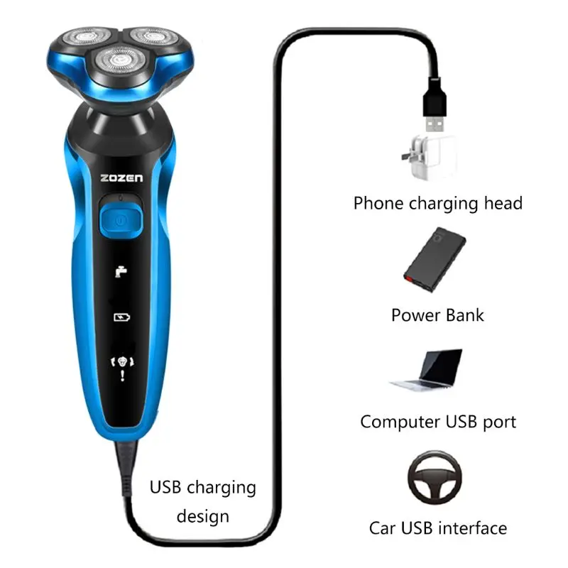 Мужская электробритва перезаряжаемая бритва с USB бритвенная машина триммер для бороды моющаяся влажная сухая Водонепроницаемая электробритва