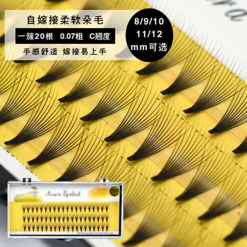 

0.07 C Curl Faux Mink Eyelashes 20D Pre-made Lashes Fans Natural Long Individual Eyelash Extensions