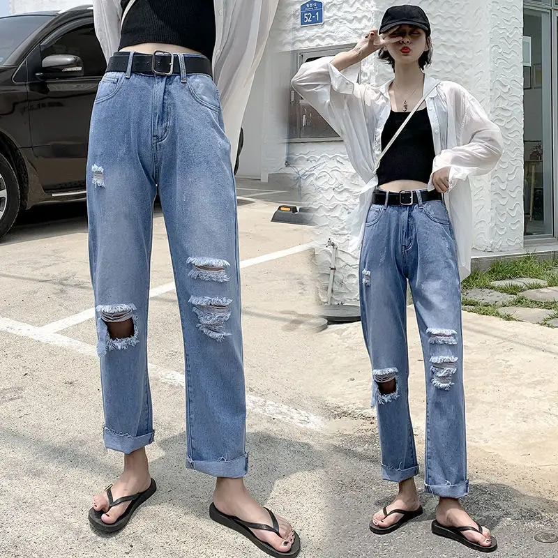 

Large Size Fat mm Beggar Ripped Jeans plus Size Jeans Streetwear