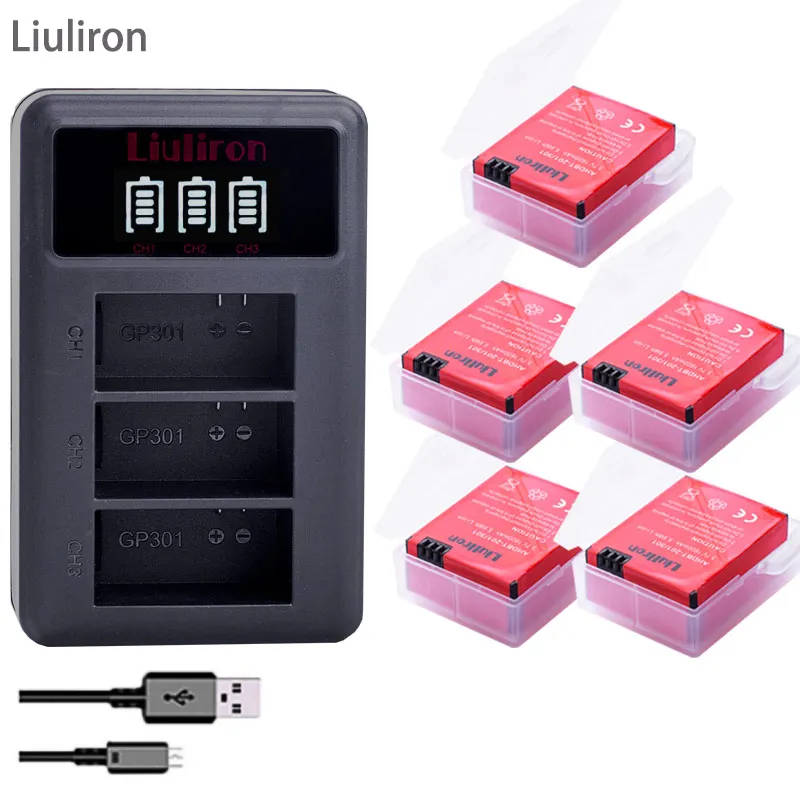 

3.7v 1600mAh Go Pro Hero 3 3+ gopro3 gopro 3 Hero3+ battery with case + LCD DUAL USB charger for Gopro hero 3 3+ camera