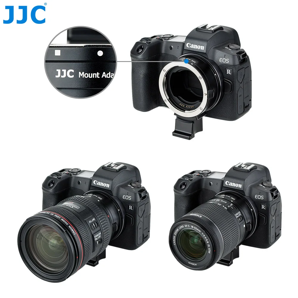 JJC EF-EOS R Auto Focus Mount Adapter Converter for Canon EF EF/S Lens to RF Mount Camera EOS R RP R5 R6 Removable Tripod Foot