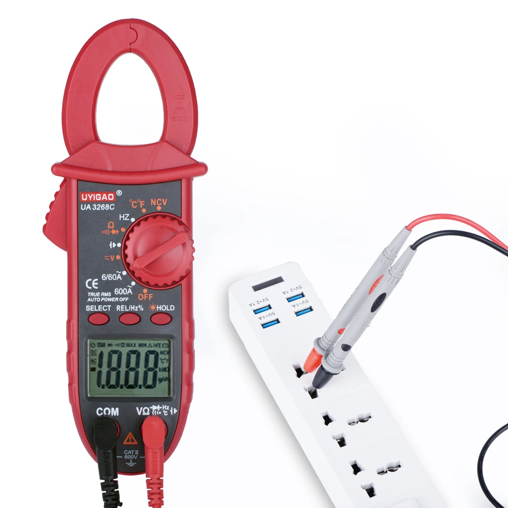 

QHTITEC Clamp Meter UA3268C Auto-Ranging TRMS 6000 Counts Profsional Digital Multimeter Voltage Temperature Capacitance Tester