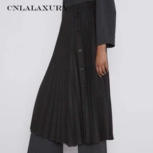 Летние черные плиссированные юбки офисные женские миди юбки с высокой пуговицей на талии женские faldas mujer moda