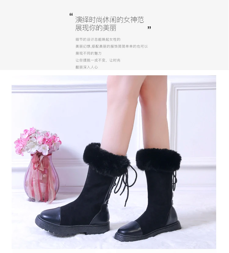 Round Toe Women's Short Boot Lace Up Boots Winter Shoes Woman Luxury Designer Australia Booties Ladies Low Heels booties