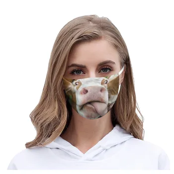 

10 Patterns Unisex Mouth Mask Washable Reusable Adult Animal Printed Funny Face Mouth Breathable Mouth Cover Mask Mascarillas