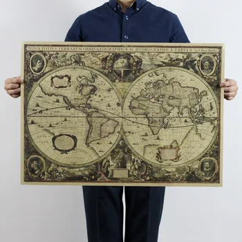 

Vintage World Navigation Map Wall Sticker Old Charts Retro Craft Paper Painting Poster Map Map Home Office Decoration Art Prints