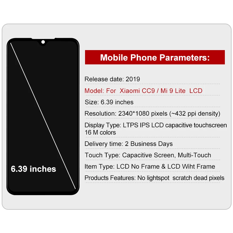 Super Amoled For Xiaomi Mi CC9 LCD Display MI 9