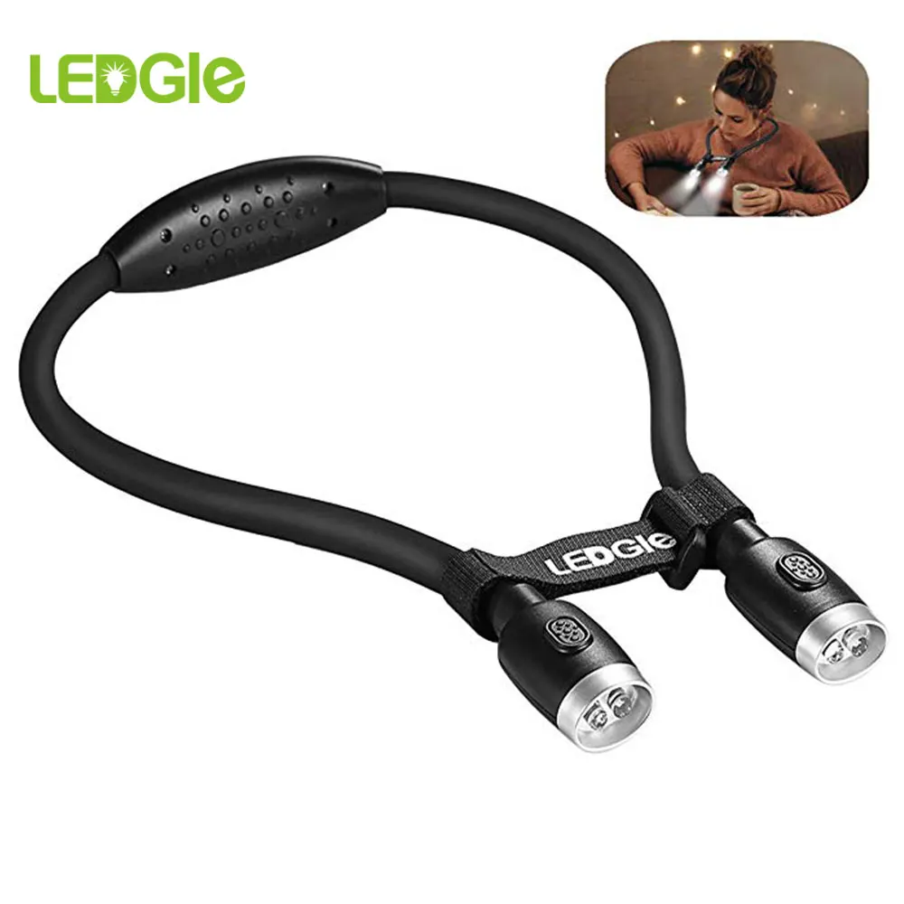 

LEDGLE Rechargeable 4 LED Neck Reading Light Book Lights 3 Brightness Levels Perfect for Bookworms Craft Knitting Reading in Bed