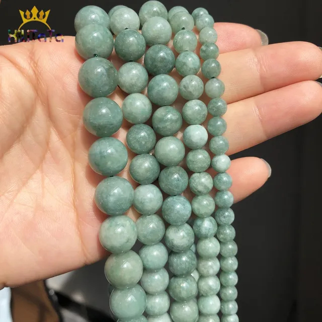 6 8 10 12mm Burmese Jades Stone Beads Natural Loose Spacer Beads For Jewelry Making Round Beads DIY Bracelet Accessories 15'' 2