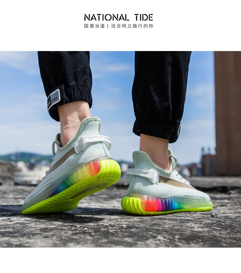 Online Celebrity Hot Selling Transparent Symphony End Coconut Shoes Men's Sports Trendy Shoes Fly Woven MEN'S SHOES Breathable R