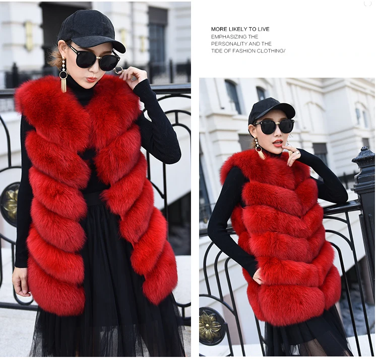 new real natural whole fur six-section fox vest ladies winter long warm fashion vest