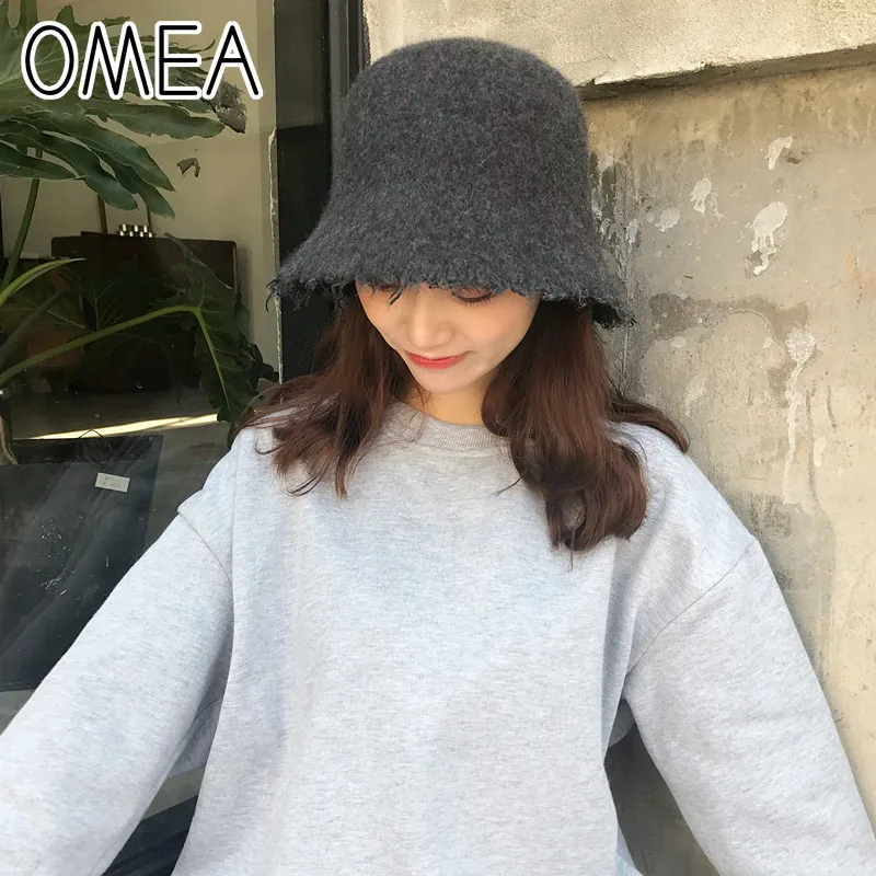 OMEA, женские фетровые шапки, шерстяная Панама, одноцветная узкая шляпа в стиле хип-хоп с заусенцами, зимняя шапка в стиле ретро для пеших прогулок, кашемировая шапка