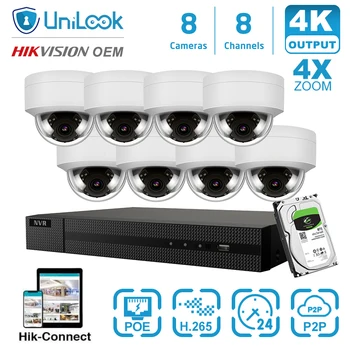 

UniLook 8CH 5MP H.265+ 4K HD POE NVR Kit CCTV System IR Outdoor Audio Video Security Systems 2.8~12mm motorized lens HIK C