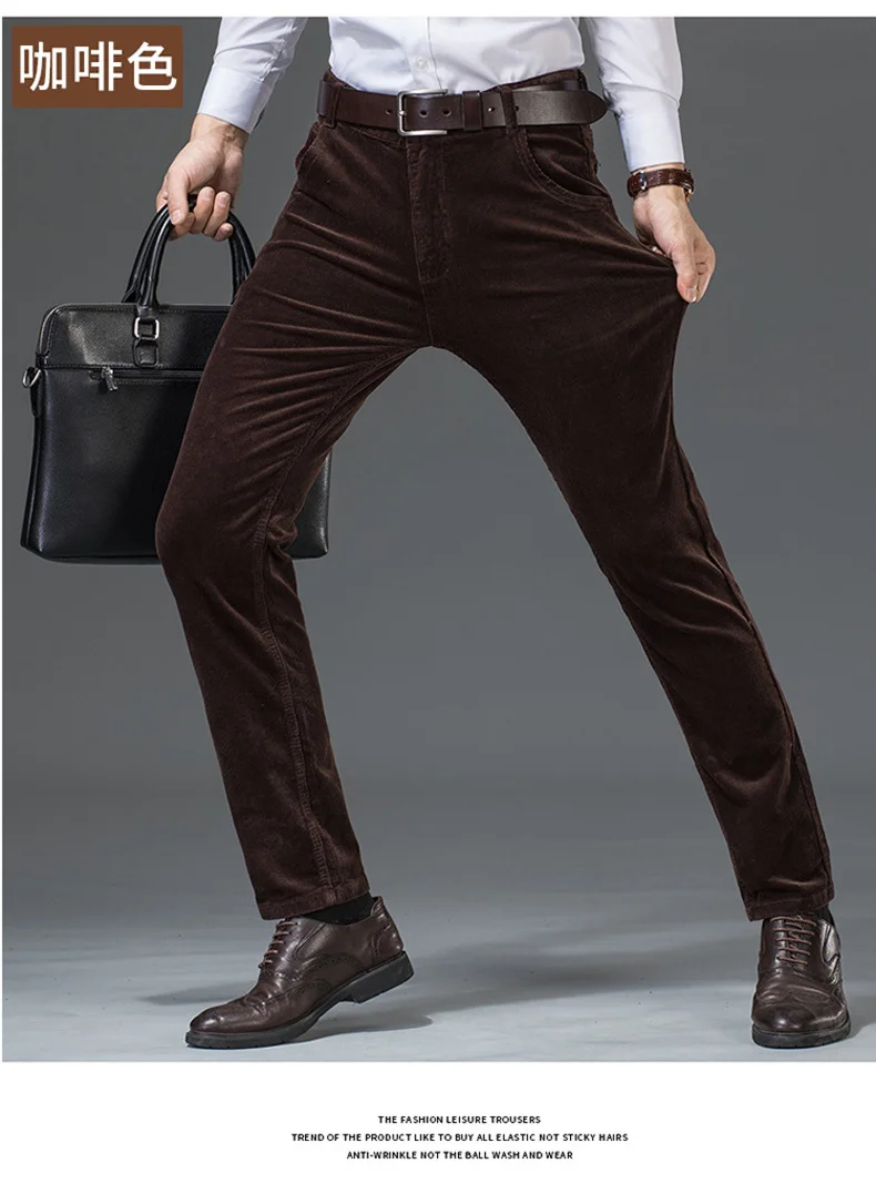 khaki pants outfit 2021 Men Dress Suit Casual Pant Thick Loose Male Suit Pant High Waist Straight Trousers Man Business Fashion Pants Plus Size 40 black khakis