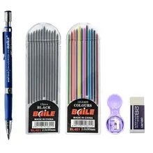 2.0mm mekanik kalem seti 2B otomatik kalemler renkli/siyah kurşun yedekler için taslak çizim, yazma işçiliği, sanat kroki