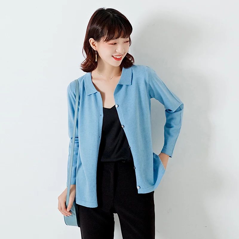 

2019 New Autumn winter POLO lapel thick knit cardigan shirt Sweater Women cardigans wool Knitwear Sweater cardigan coat