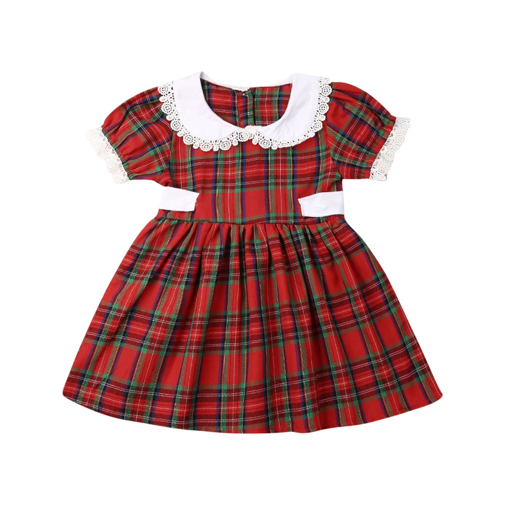 Одинаковая Рождественская одежда для больших и маленьких сестер детские красные ползунки в клеточку для маленьких девочек Рождественская одежда принцессы для девочек От 0 до 6 лет
