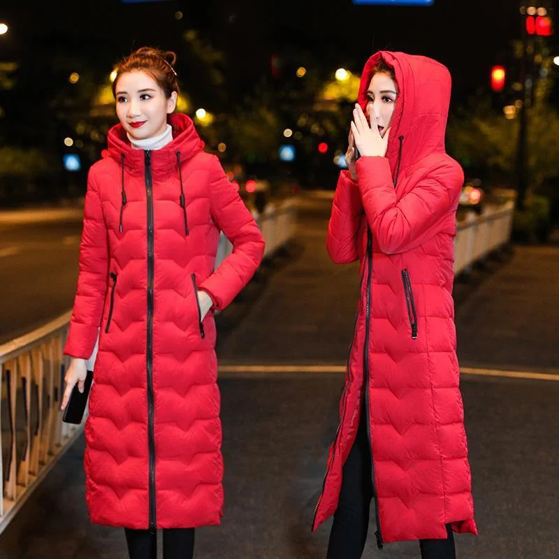 Cotton-Padded Jacket Women Mid-Length 2023 New Slim Winter Was Thinner Over The Knee Padded Coat Down Padded Jacket DA
