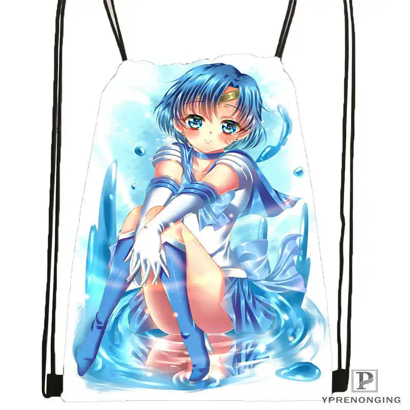 Drawstring Backpack Пользовательские Сейлор Мун походная сумка на шнурке милый рюкзак дети ранец(черная спина) 31x40 см#180531-02-44 - Цвет: Drawstring Backpack