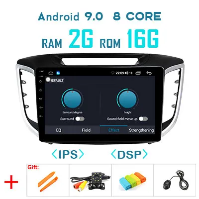 10," 1280*720 P ips Android 9,0 4G 64G Carplay Автомобильный gps радио для hyundai Creta IX25- навигационный экран без DVD головное устройство - Цвет: 9.0 2G 16G DSP