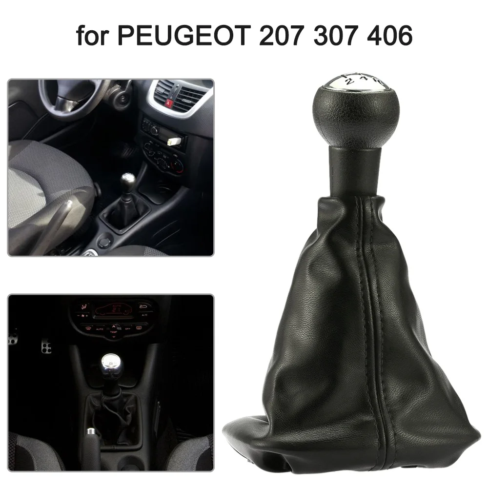 

5 Speed Gear Shift Knob Gearstick Gaiter Boot Leather Replacement Kit for PEUGEOT 207 307 406
