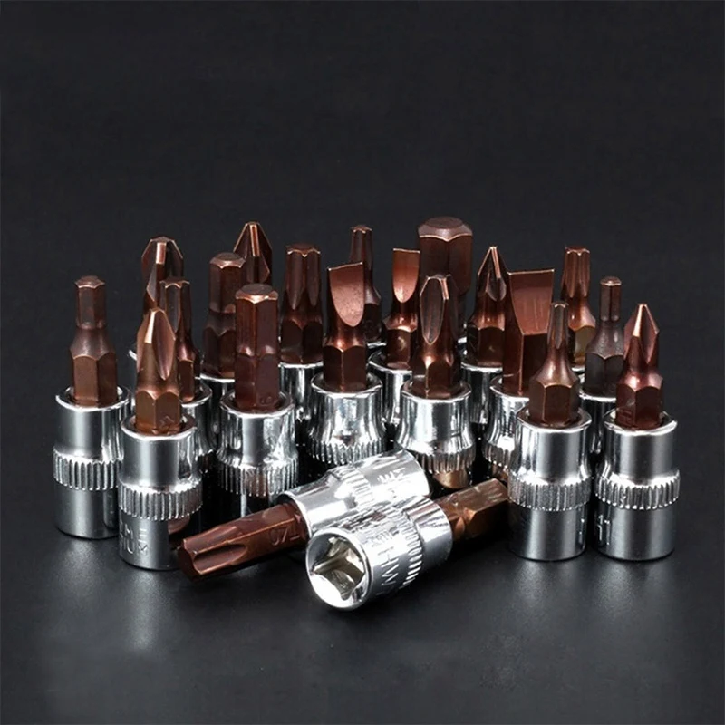 HLZS-21pcs шестигранных бит шестигранный ключ трещетка привод адаптер Комплект 1/4 дюйма гнездо с гаечной головкой Ph1-Ph3 T10-T40 Hw3-Hw8 S2 Сталь Биты