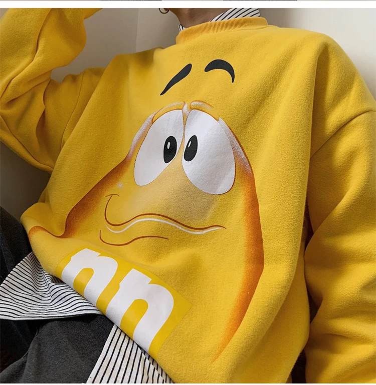 Зима новая Корейская версия тренда High Street National Tide Smiley Face плюс бархатный Толстый Круглый вырез Повседневный пуловер